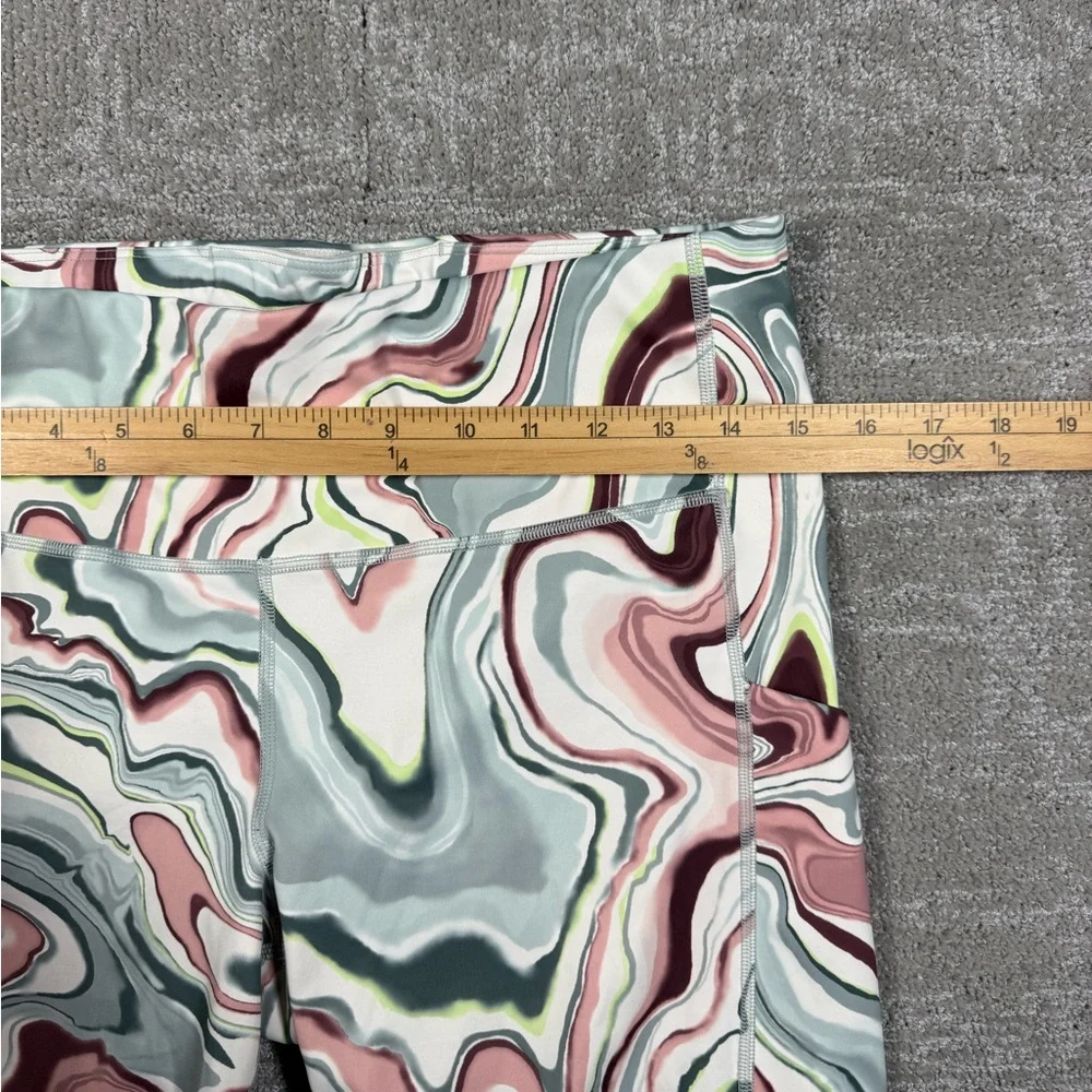 Athleta Multicolor Marble-Print Athletic Shorts - Pink, Green, Gray - Picture 4 of 7